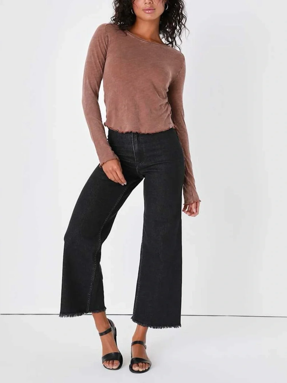 NWOT Free People We The Free Be My Baby Long-Sleeve Tee desert topaz brown- M, L